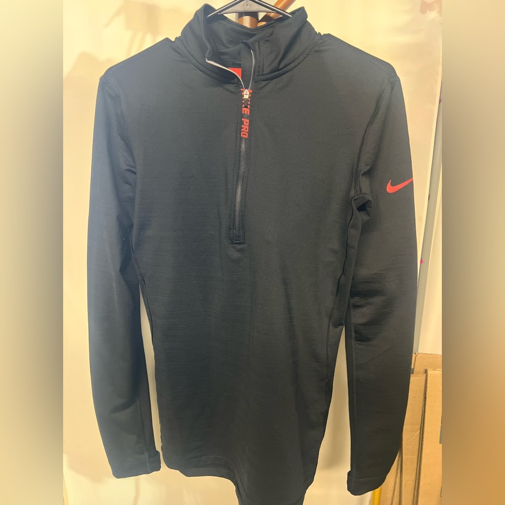 Nike Black and Red Half-Zip Top
